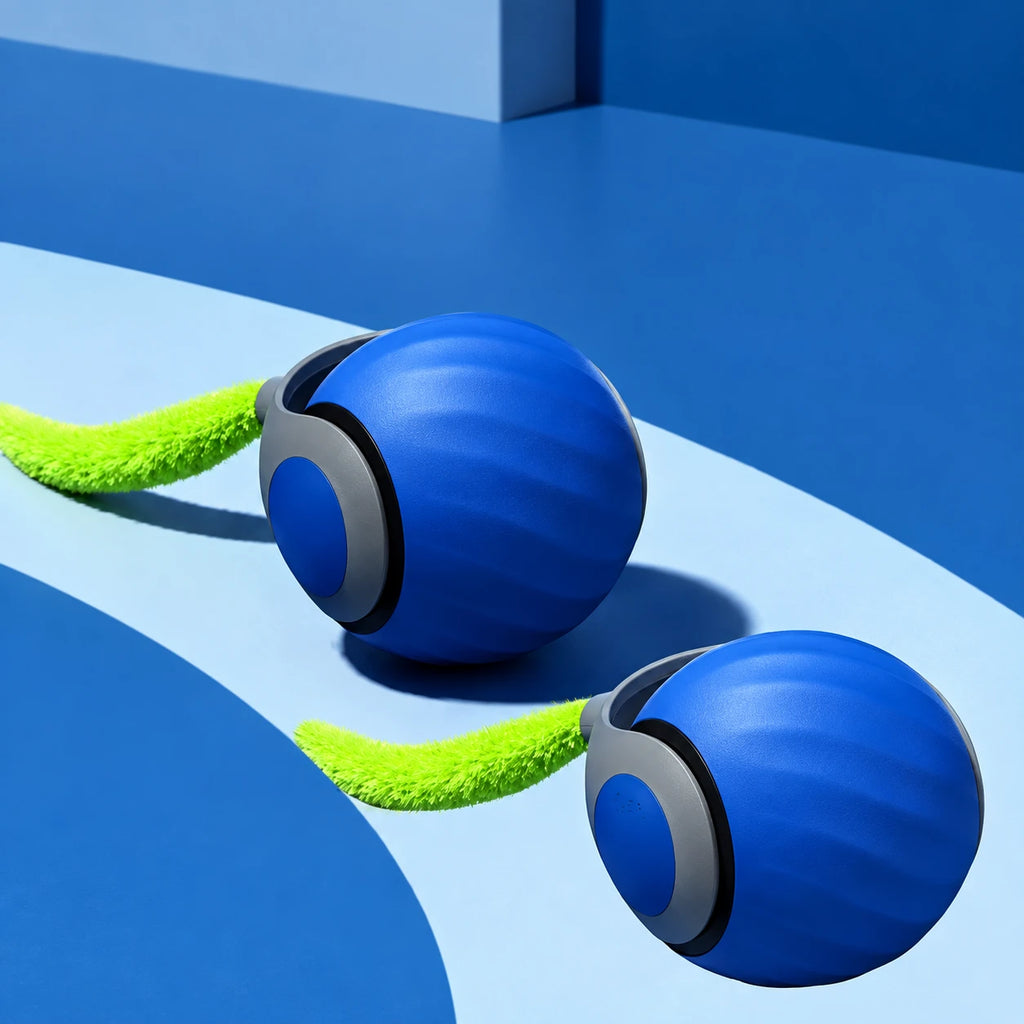 Blue Chase Ball 2-Pack — two blue balls with green tails